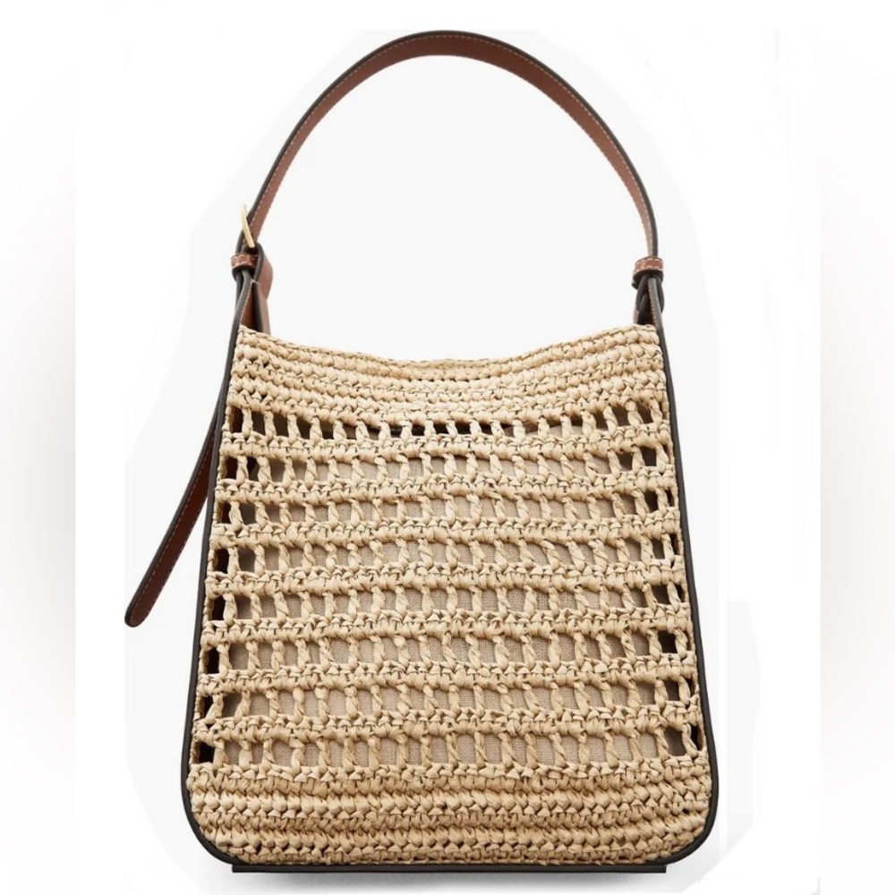 Mango Large Valeta Crocheted Raffia Bag